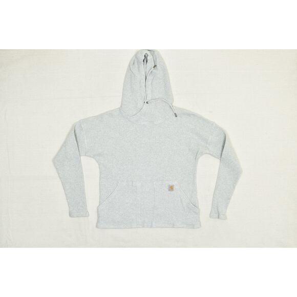 Carhartt Hoodie Womens Small Waffle Knit Relaxed Fit Pullover Kangaroo Pocket - Picture 1 of 8